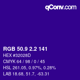 カラーコード: RGB 50.9 2.2 141 | qconv.com