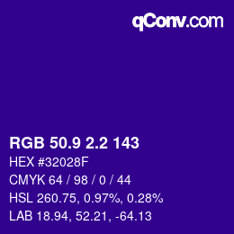 カラーコード: RGB 50.9 2.2 143 | qconv.com