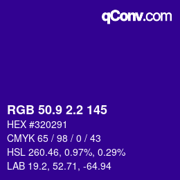 カラーコード: RGB 50.9 2.2 145 | qconv.com