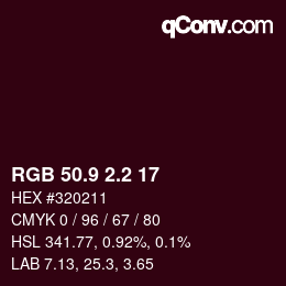 Color code: RGB 50.9 2.2 17 | qconv.com