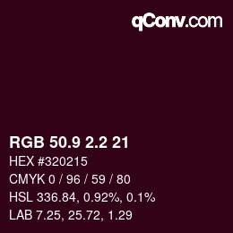 カラーコード: RGB 50.9 2.2 21 | qconv.com