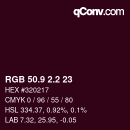 カラーコード: RGB 50.9 2.2 23 | qconv.com