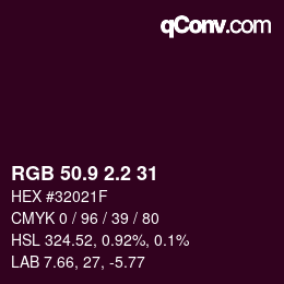Color code: RGB 50.9 2.2 31 | qconv.com