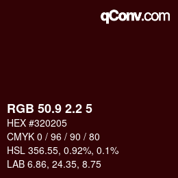 Color code: RGB 50.9 2.2 5 | qconv.com