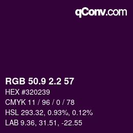 カラーコード: RGB 50.9 2.2 57 | qconv.com