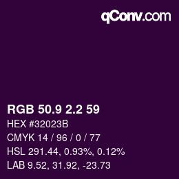 カラーコード: RGB 50.9 2.2 59 | qconv.com