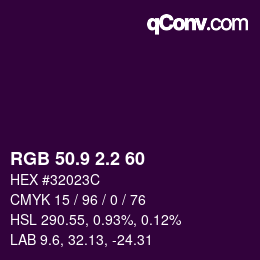 カラーコード: RGB 50.9 2.2 60 | qconv.com