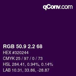 カラーコード: RGB 50.9 2.2 68 | qconv.com