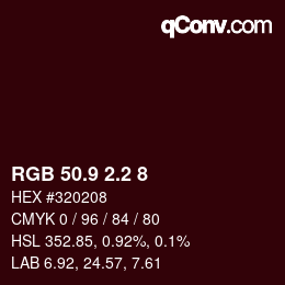 Color code: RGB 50.9 2.2 8 | qconv.com