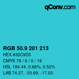 カラーコード: RGB 50.9 201 213 | qconv.com