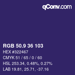 カラーコード: RGB 50.9 36 103 | qconv.com