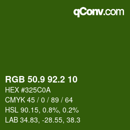 カラーコード: RGB 50.9 92.2 10 | qconv.com