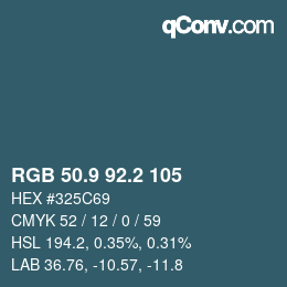 カラーコード: RGB 50.9 92.2 105 | qconv.com