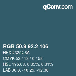 Color code: RGB 50.9 92.2 106 | qconv.com