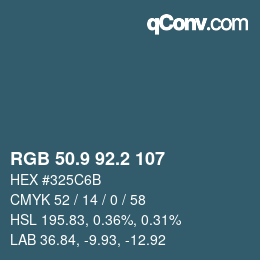 カラーコード: RGB 50.9 92.2 107 | qconv.com