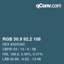 Color code: RGB 50.9 92.2 108 | qconv.com