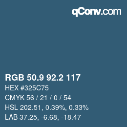 カラーコード: RGB 50.9 92.2 117 | qconv.com