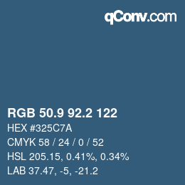 カラーコード: RGB 50.9 92.2 122 | qconv.com