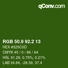 カラーコード: RGB 50.9 92.2 13 | qconv.com