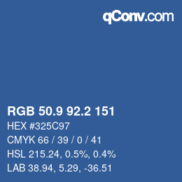 カラーコード: RGB 50.9 92.2 151 | qconv.com