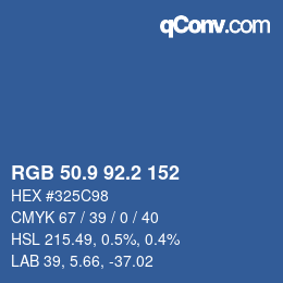 カラーコード: RGB 50.9 92.2 152 | qconv.com