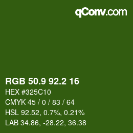 カラーコード: RGB 50.9 92.2 16 | qconv.com