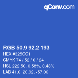カラーコード: RGB 50.9 92.2 193 | qconv.com