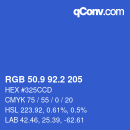 カラーコード: RGB 50.9 92.2 205 | qconv.com