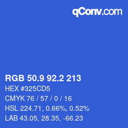カラーコード: RGB 50.9 92.2 213 | qconv.com