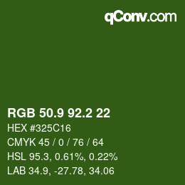 カラーコード: RGB 50.9 92.2 22 | qconv.com