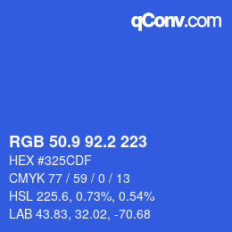 カラーコード: RGB 50.9 92.2 223 | qconv.com