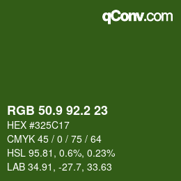 カラーコード: RGB 50.9 92.2 23 | qconv.com