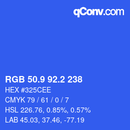 カラーコード: RGB 50.9 92.2 238 | qconv.com