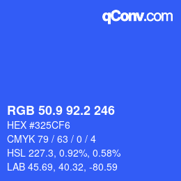 カラーコード: RGB 50.9 92.2 246 | qconv.com