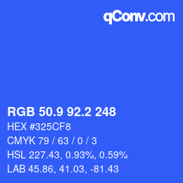 カラーコード: RGB 50.9 92.2 248 | qconv.com