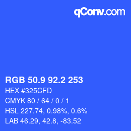 カラーコード: RGB 50.9 92.2 253 | qconv.com