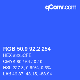 カラーコード: RGB 50.9 92.2 254 | qconv.com
