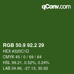 カラーコード: RGB 50.9 92.2 29 | qconv.com