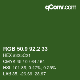 カラーコード: RGB 50.9 92.2 33 | qconv.com