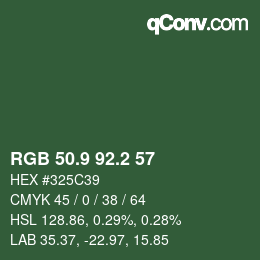 カラーコード: RGB 50.9 92.2 57 | qconv.com