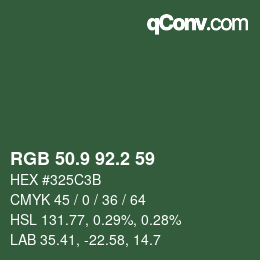 Color code: RGB 50.9 92.2 59 | qconv.com