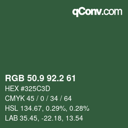 カラーコード: RGB 50.9 92.2 61 | qconv.com
