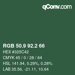 カラーコード: RGB 50.9 92.2 66 | qconv.com