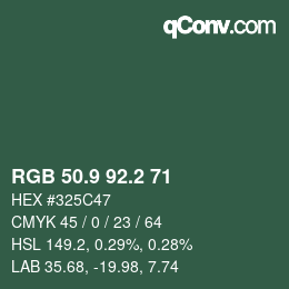 カラーコード: RGB 50.9 92.2 71 | qconv.com