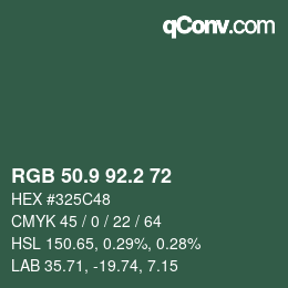 Color code: RGB 50.9 92.2 72 | qconv.com