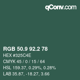 Color code: RGB 50.9 92.2 78 | qconv.com