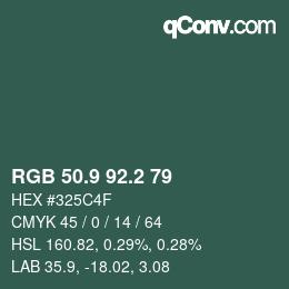 カラーコード: RGB 50.9 92.2 79 | qconv.com