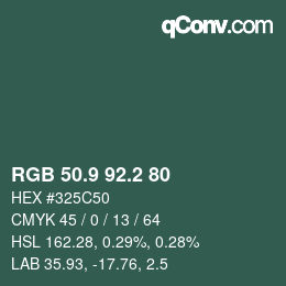 カラーコード: RGB 50.9 92.2 80 | qconv.com