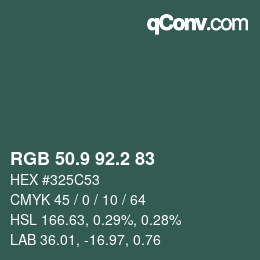 カラーコード: RGB 50.9 92.2 83 | qconv.com