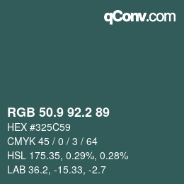 Color code: RGB 50.9 92.2 89 | qconv.com